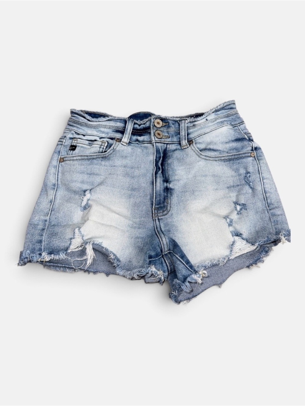 KanCan Maurices Distressed Denim Shorts Light Wash High Rise Size 28 121257 - Picture 2 of 8